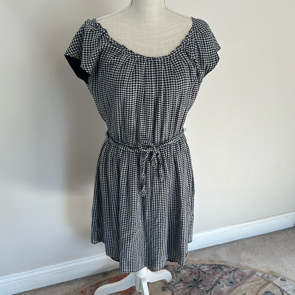 Lauren Conrad Gingham Blue‎ and White Dress, Lined Size Medium